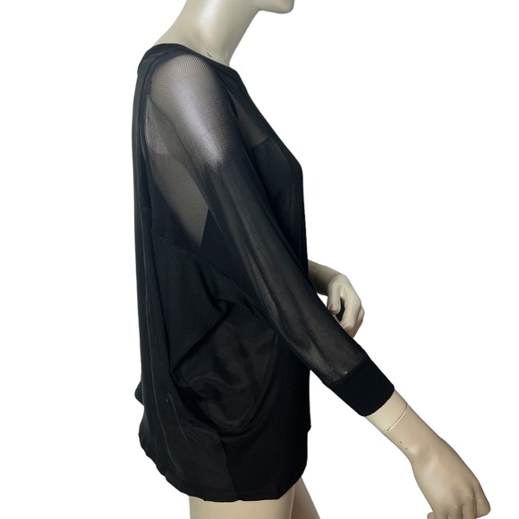 Kerisma brand Black Mesh, Satin, Jersey tee 3/4” sleeve Top - Picture 5 of 10